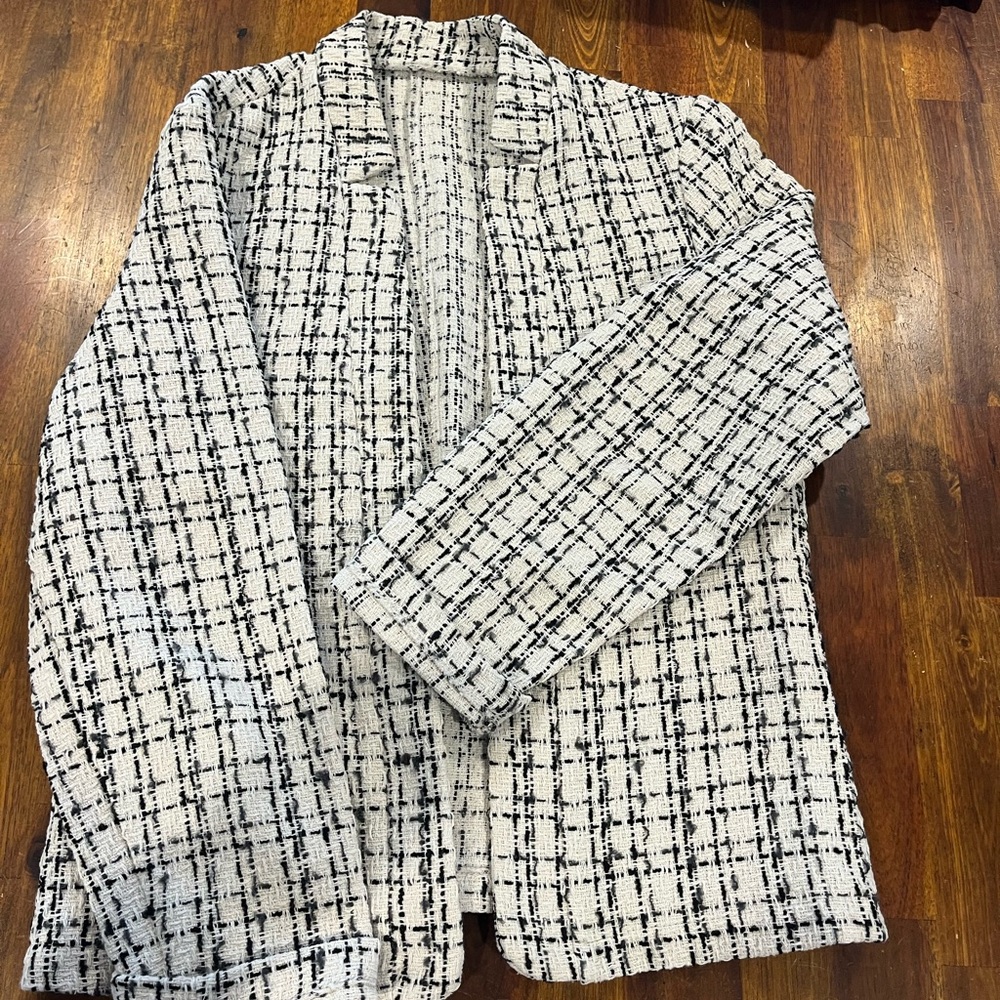 SHEIN Monochrome Tweed Blazer